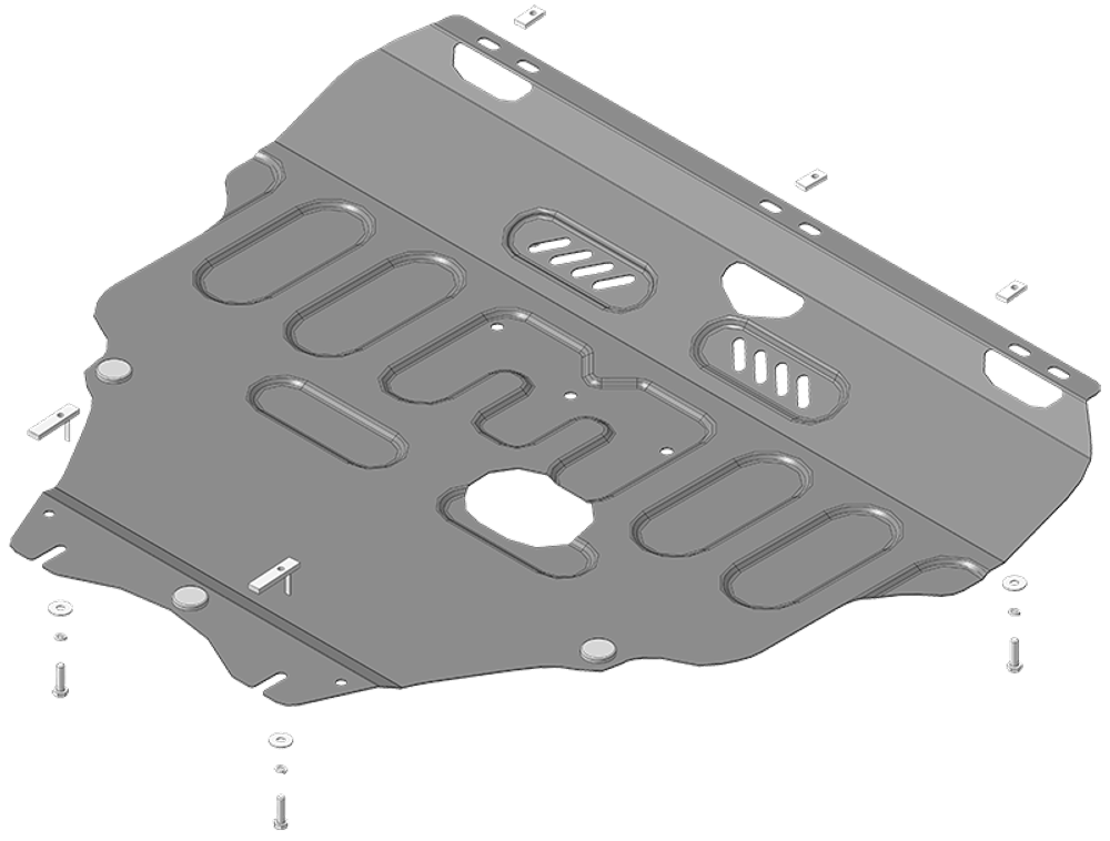 Защита картера двигателя, КПП. 2 мм, Сталь. для Volvo V50 2004-2012, Motodor.72601