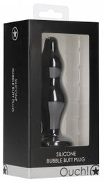 Черная анальная пробка Bubble Butt Plug - 11,6 см. (Цвет: черный)