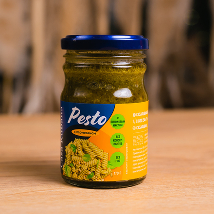 Соус "Песто с зелёным базиликом", безлактозный Casa Kubana, 170 г