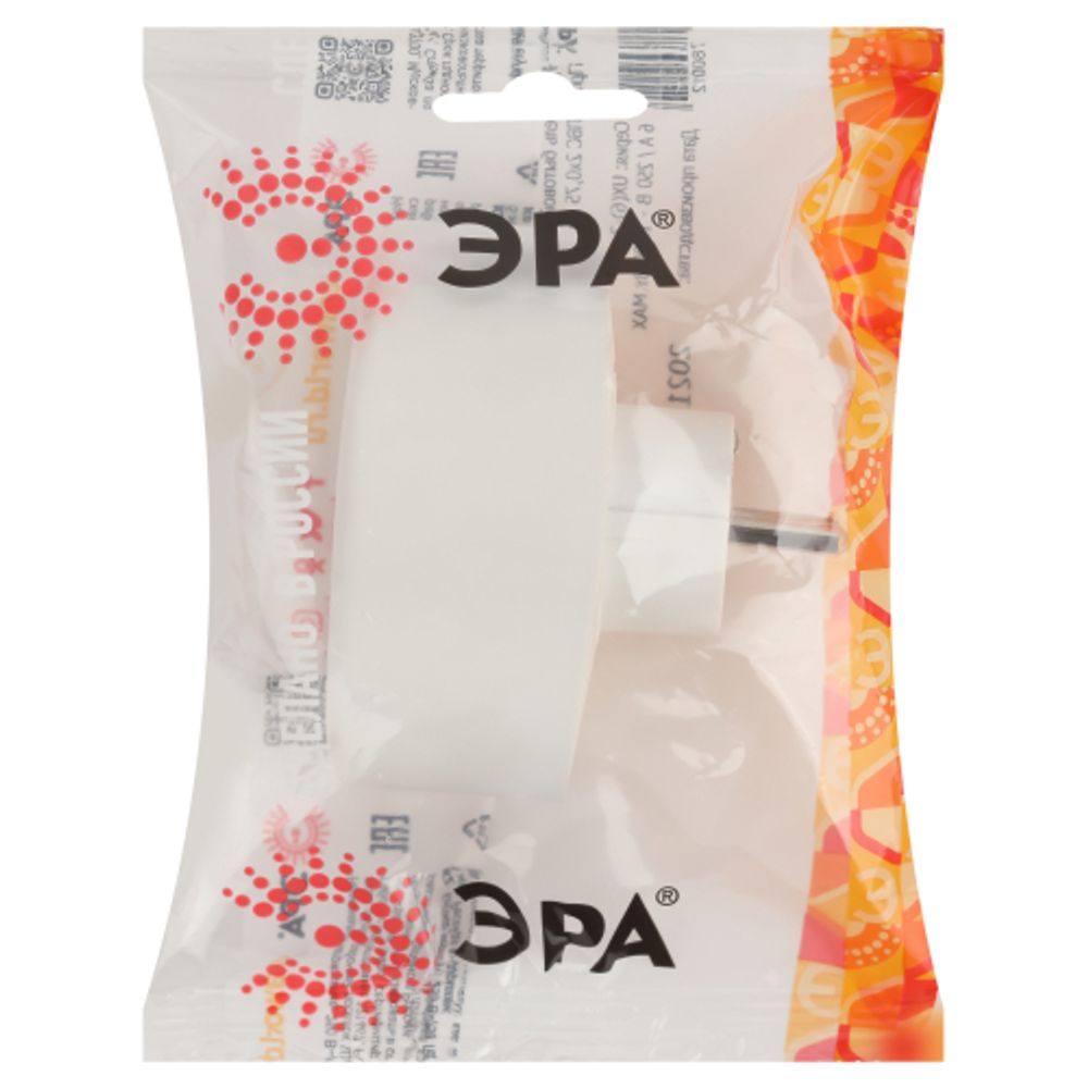 Разветвитель электрический ЭРА SPx-2e-W на 2 розетки с заземлением 16А белый