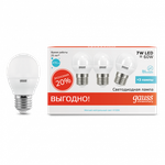 Лампа Gauss LED Elementary Шар 7W E27 470 lm 4100K (3шт в упак) 53227T