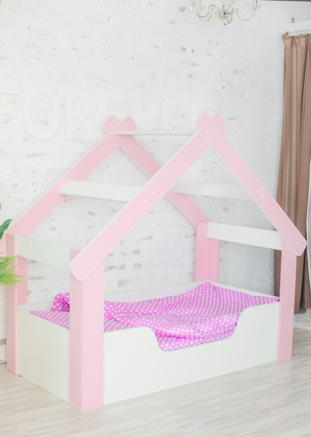 Кровать Теремок Бэби белый/розовый 800*1600