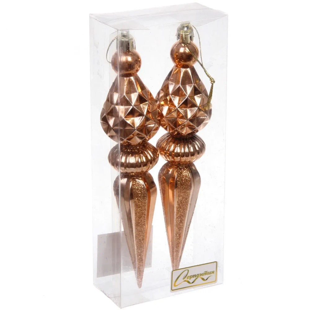 Ёлочные игрушки «Сказочная сосулька» 17,8 см, Шампань (набор 2 шт)