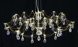 Подвесная люстра светодиодная с пультом и хрустальными подвесками Asfour MyFar Ersilia MR2663-60P-50AD