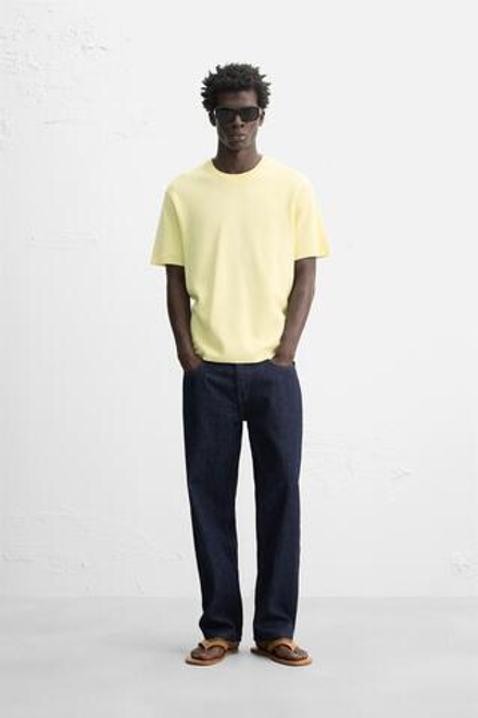 ZARA ФУТБОЛКА RELAXED FIT, ЖЕЛТЫЙ