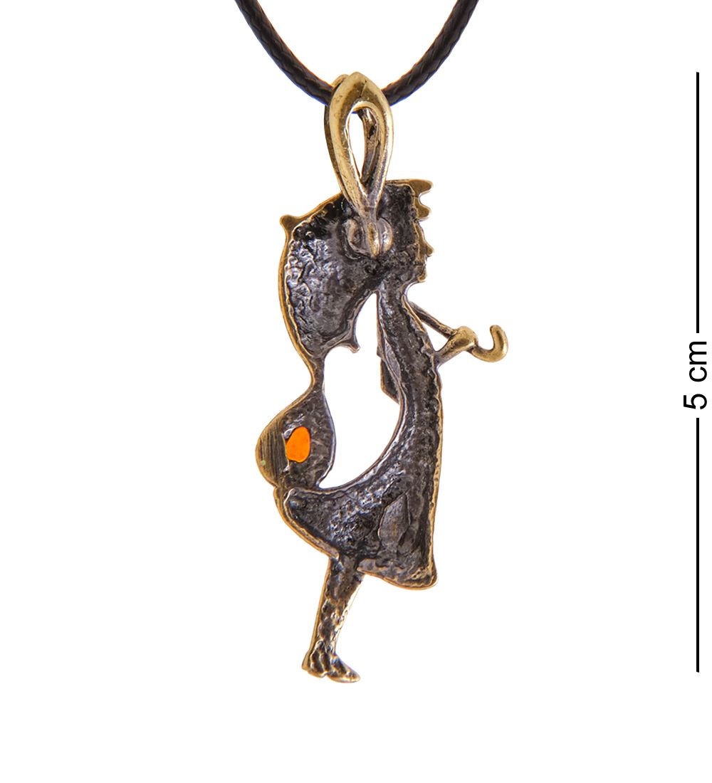 AM-3352 Подвеска «Девочка под дождём» (латунь, янтарь)