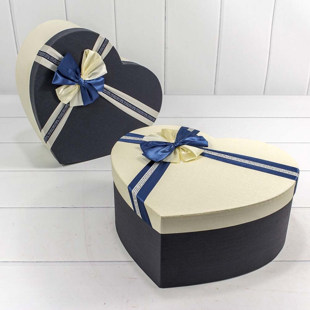 Коробка "Сердце" СИНИЙ/БЕЖЕВЫЙ