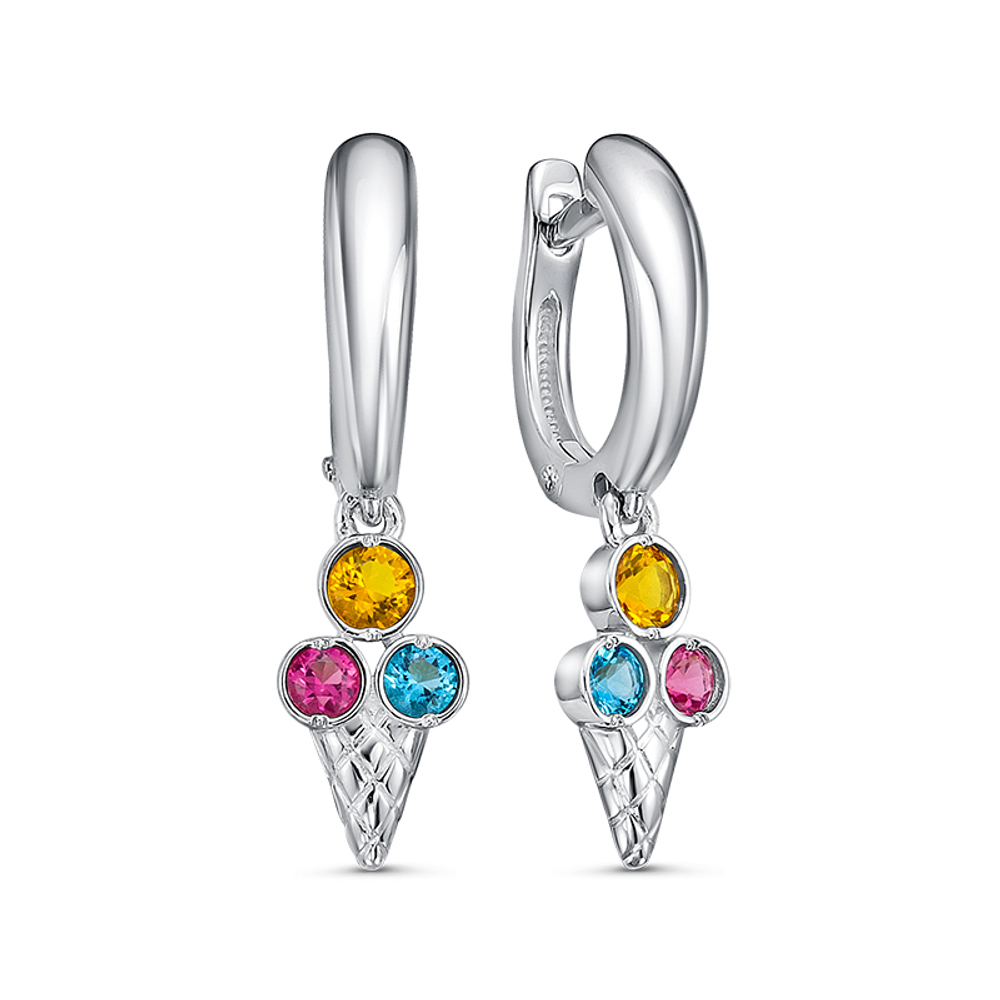 Серьги из серебра 925 пробы с Кварцем