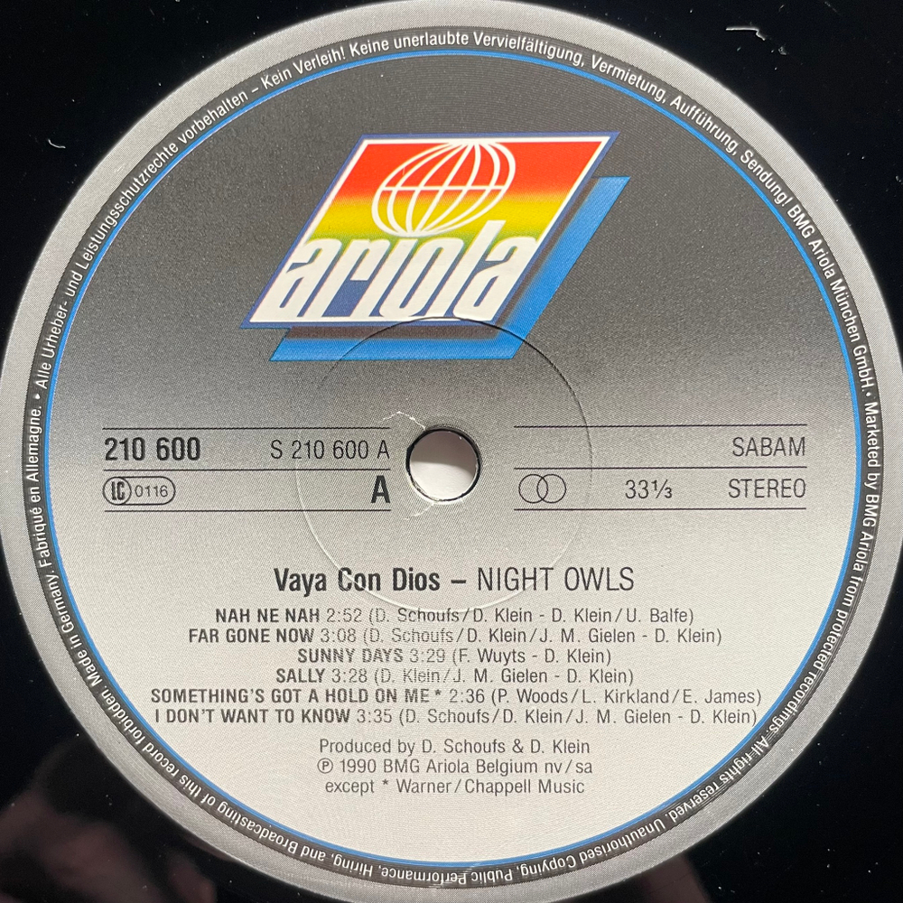 Vaya Con Dios ‎– Night Owls (Бельгия 1990г.)