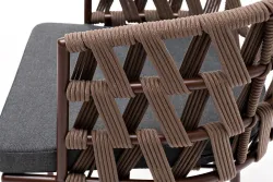 "Диего" стул плетеный из роупа, каркас из стали коричневый (RAL8016) муар, роуп коричневый круглый, ткань темно-серая 027