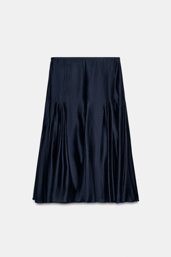 ZARA СТРУЯЩАЯСЯ ЮБКА — ZW COLLECTION, МОРСКОЙ СИНИЙ