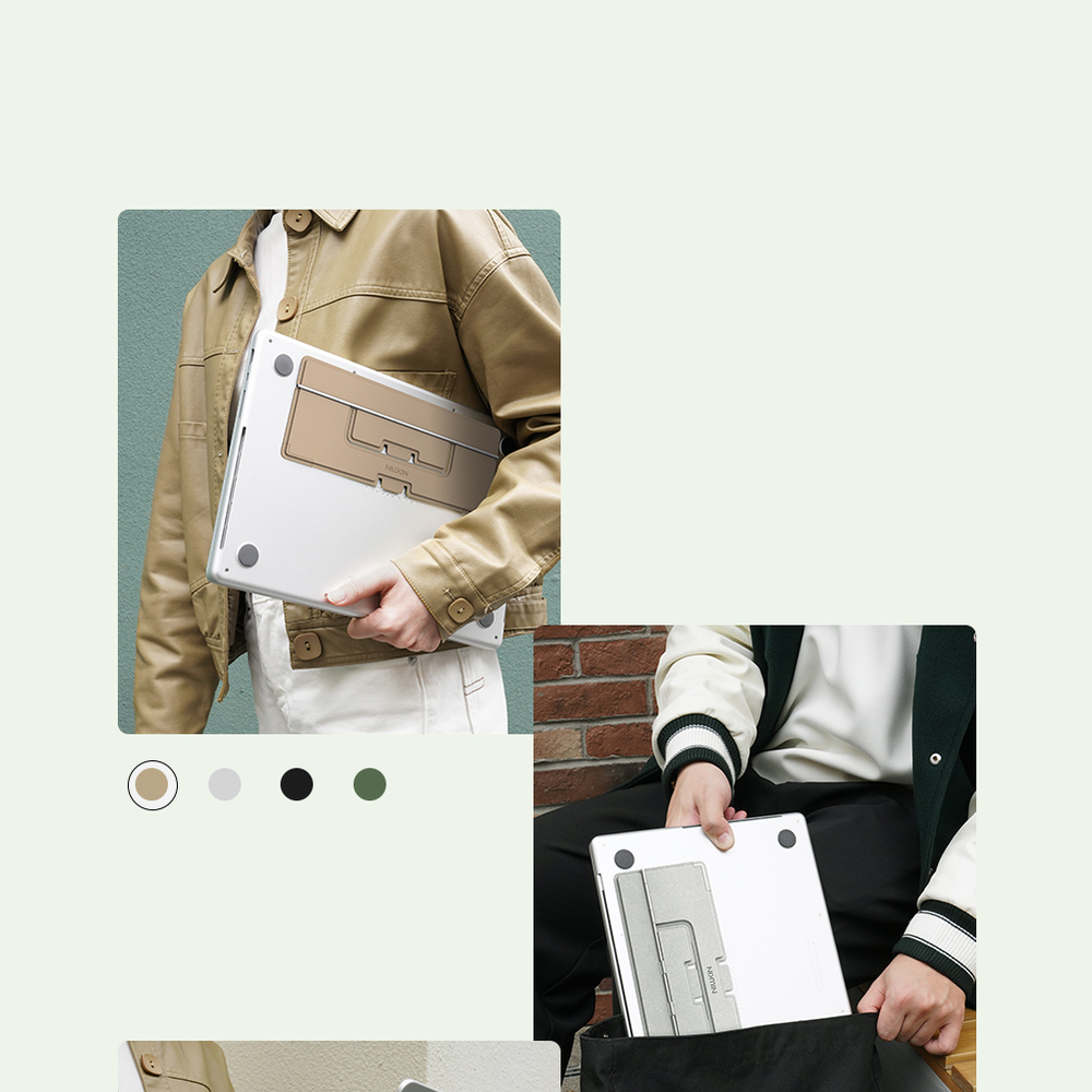 Тонкая складная подставка серого цвета от Nillkin для ноутбука, серия DualWing Adhesive Laptop Stand
