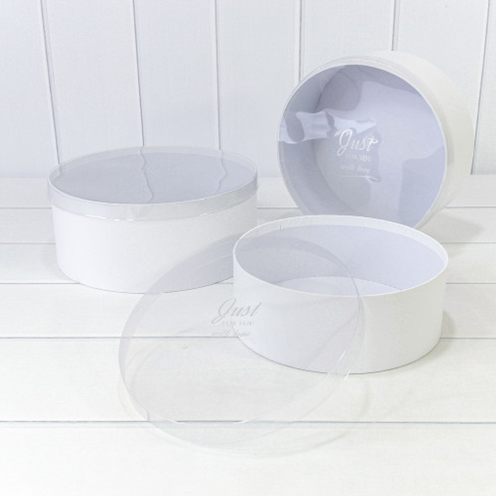 Коробка 26.5х11.2 см Набор 3 шт "Дизайнерская" с прозрачной крышкой (Белый)