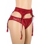 Трусики и пояс для чулок с ремешками Sexy Exquisite Lace, красные, M-L