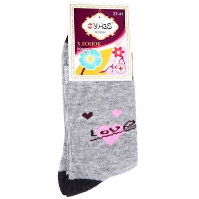 Носки женские с рисунком (хлопок), 37-41 р (Стикер на упаковку 12шт)