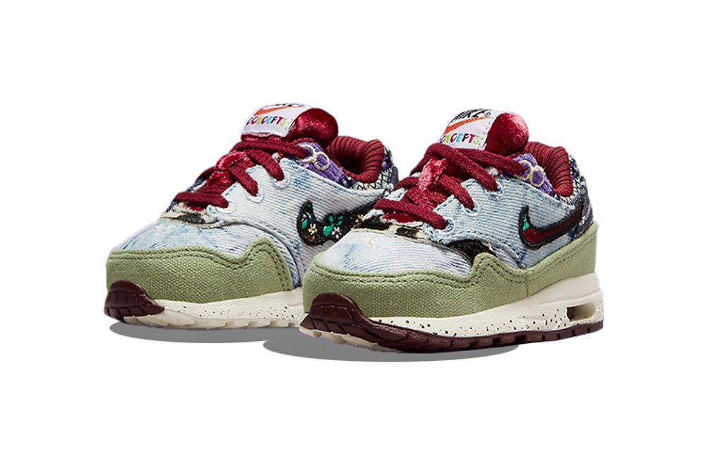 Baby CONCEPTS x Nike Air Max 1 SP "Mellow" cashew flower retro casual low-top running shoes blue and green