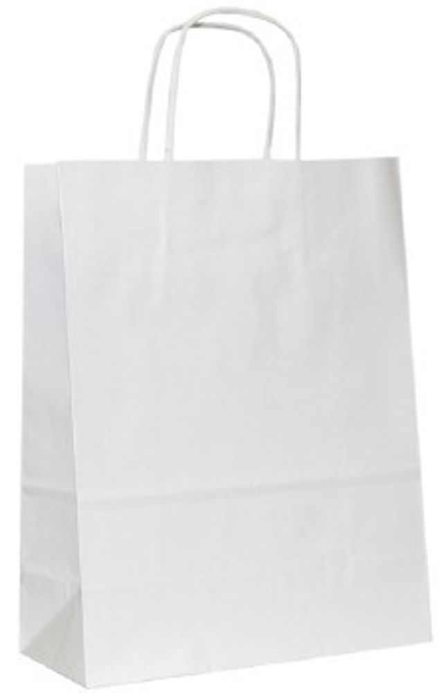 Крафт пакеты с кручеными 21х18х8см 100гр/м белые (1/400шт)