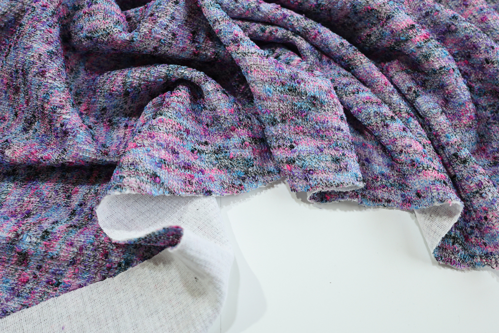 ФИОЛЕТОВЫЙ - Буклированная вязка на стабилизирующем трикотаже (1361 Маша) УЦЕНКА