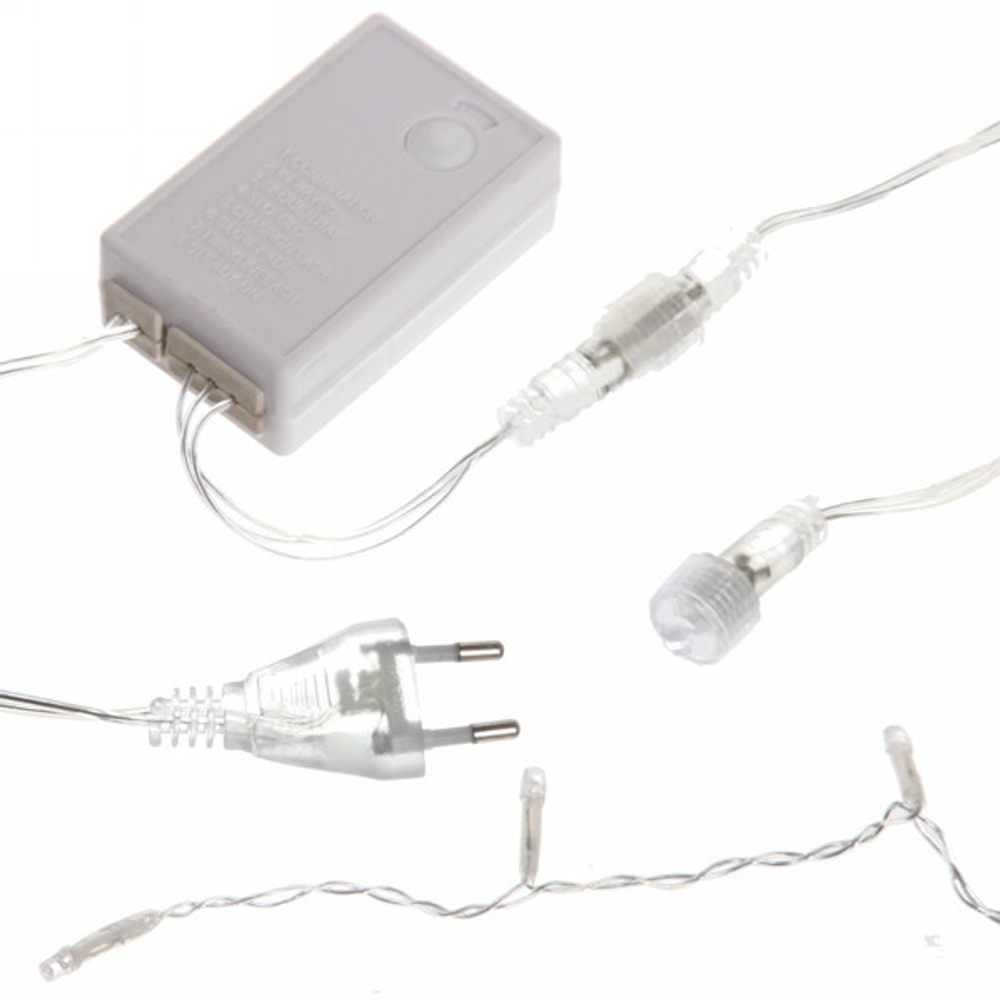 Гирлянда для улицы ЗАНАВЕС ш1,5* в2,5 м 360 ламп LED, прозрач.пров, 8 реж.,IP-54, Мультицвет (возможность соединения)