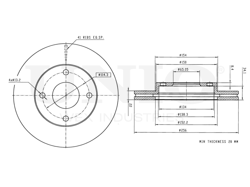 Диск тормозной передний UNIO BRD-20546