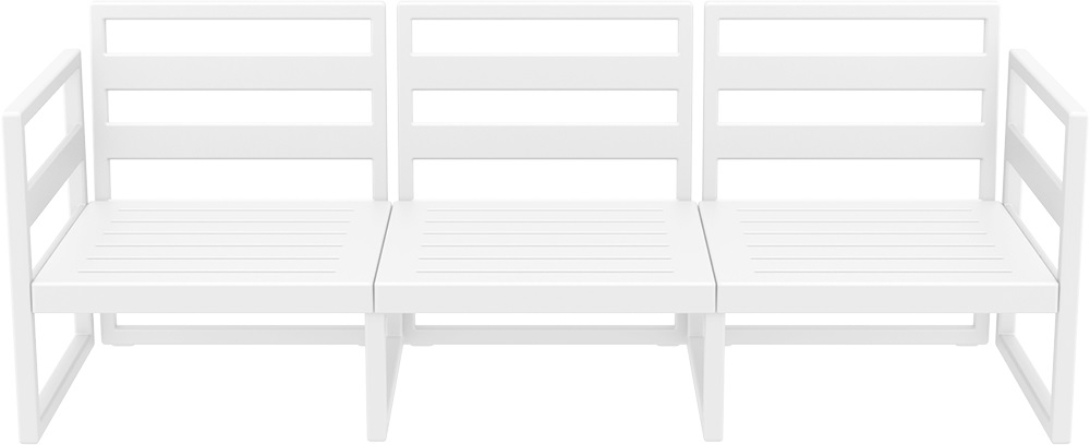 Диван пластиковый трехместный с подушками Siesta Contract Mykonos XL, белый, черный