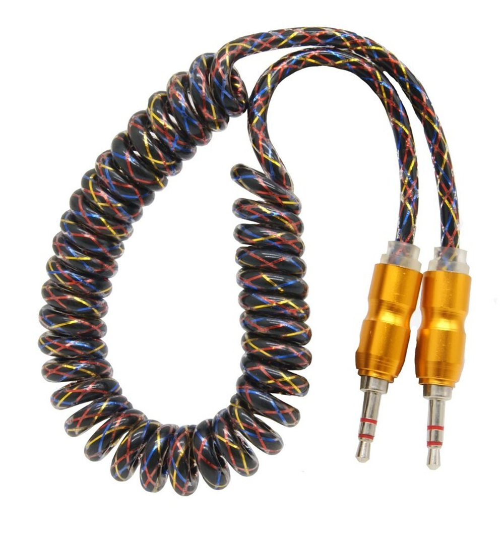 Кабель AUX JD-308 витой металл (цветной) 1м
