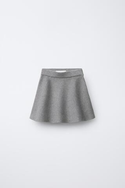 ZARA ТРИКОТАЖНАЯ ЮБКА, СЕРЫЙ