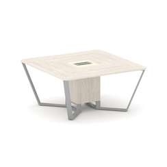 Steel Meet Стол переговорный квадратный KMK-PR.B.SP-08 Денвер Светлый/Ваниль Глянец/Металл Серый 160