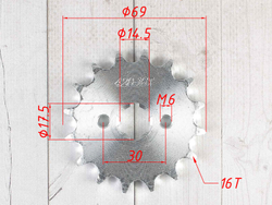 Звезда ведущая (428-16) 17мм для мопедов и питбайков