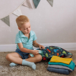 Мешок в садик 33х40, Динозавры принт (синий)