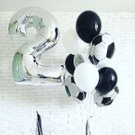 Шар (18"/46 см) Круг, Футбольный мяч, Черный 1 шт.