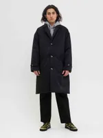 Плащ FOS Утепленный Средней длины Мужской Черный