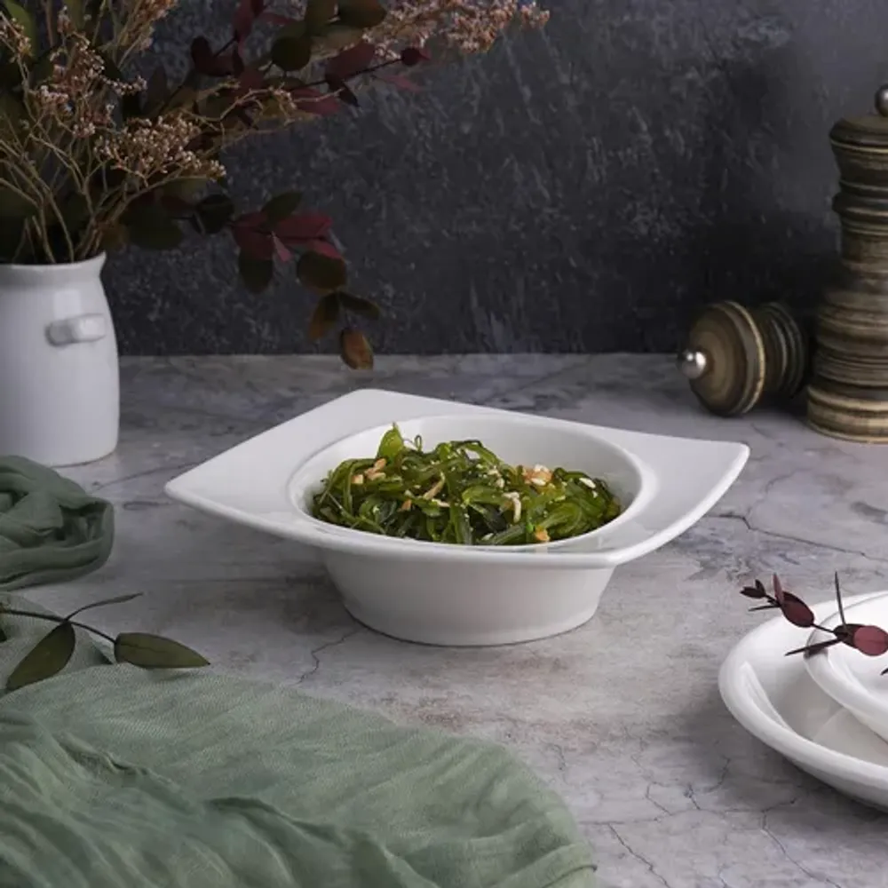 Салатник 185 мл 15*15 см h4,5 см с бортом Asymmetry белый фарфор NEW P.L. Proff Cuisine [6]
