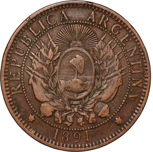 Argentina 2 Centavos Liberty Emblem 1891