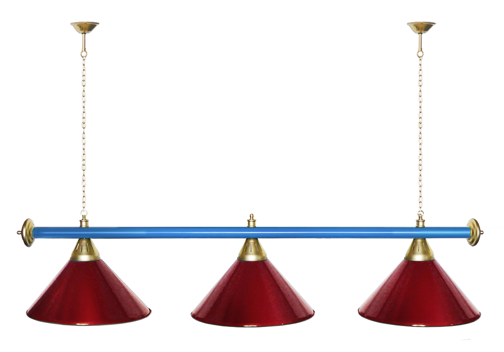 Лампа STARTBILLIARDS 3 пл. (плафоны зеленые,штанга золотая,фурнитура золото)