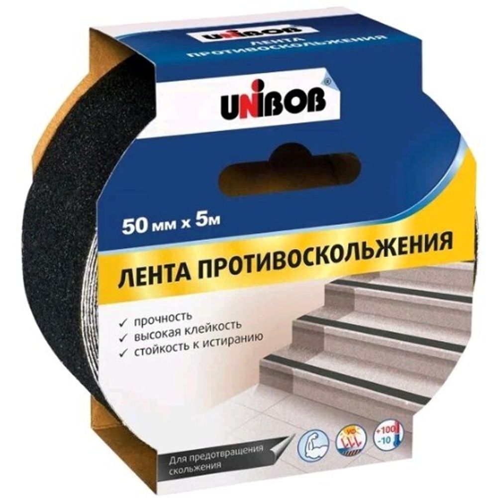 Лента клейкая  Противоскольжения  50*5м    черная  Unibob /39293