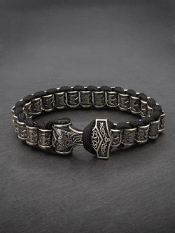 Картинка браслет с скандинавской застежкой молот тора.