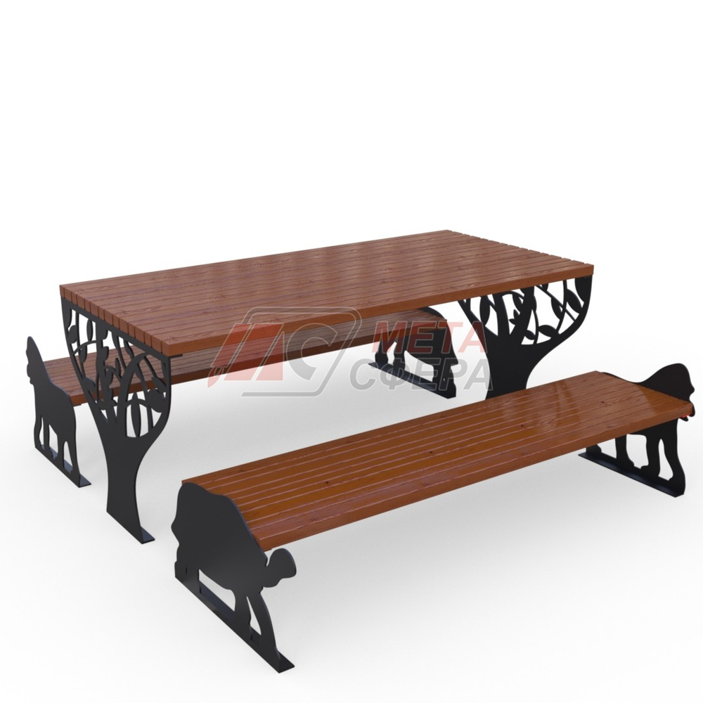 Стол с лавками Зоо