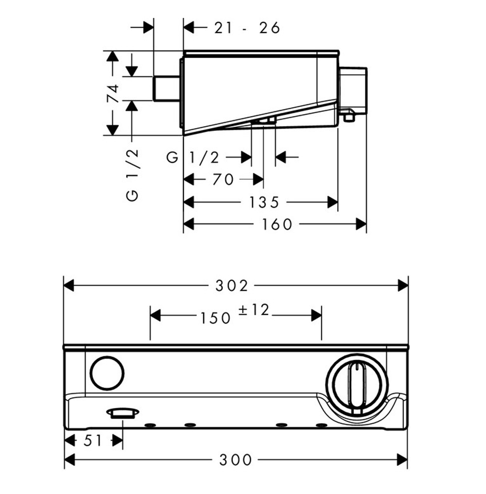 Термостат 13171000 ShowerTablet Select для душа Shower TabletSelect 300 BM ½‘, хром