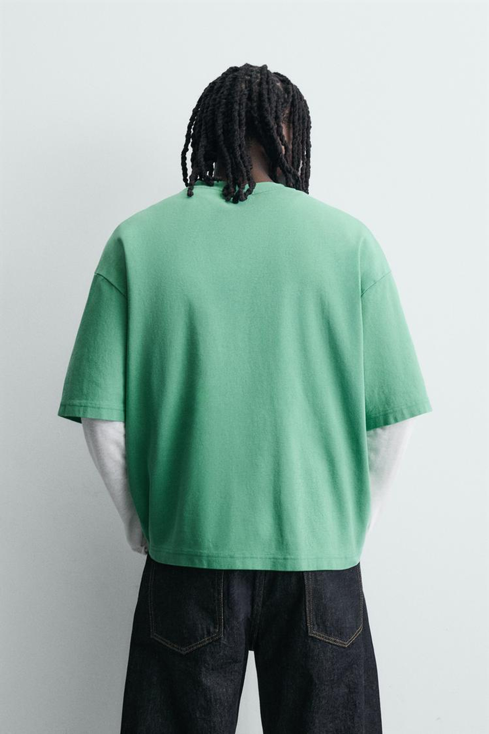 ZARA ТОЛСТОВКА BOXY FIT С РЕЛЬЕФНЫМ УЗОРОМ, ЗЕЛЕНЫЙ