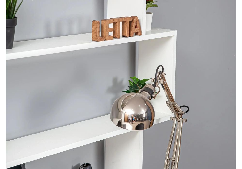 Письменный стол Дижон с надстройкой 110х55х161 белое тиснение