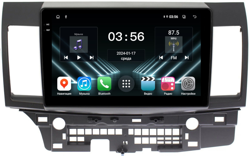 Магнитола для Mitsubishi Lancer X 2007-2016 - FarCar DX037M монитор 10.36" IPS на Android 13, 4+64Гб, CarPlay