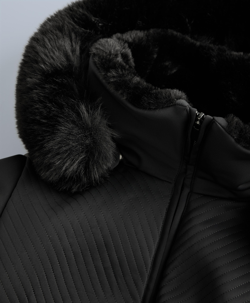 Oysho Водонепроницаемый облегающий эластичный горнолыжный комбинезон, черный