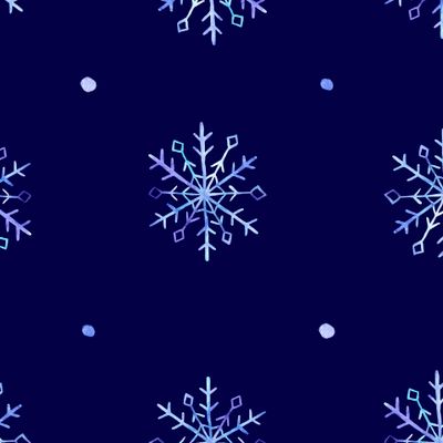 Акварельные снежинки на синем фоне
