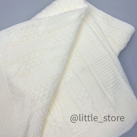 Плед вязаный Молочный, хлопковый; 90х100