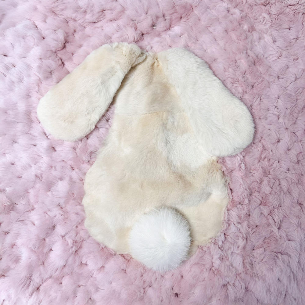 "Вязаный" детский плед из натурального меха рекс "Зайчик" 120х80 см (розовый)