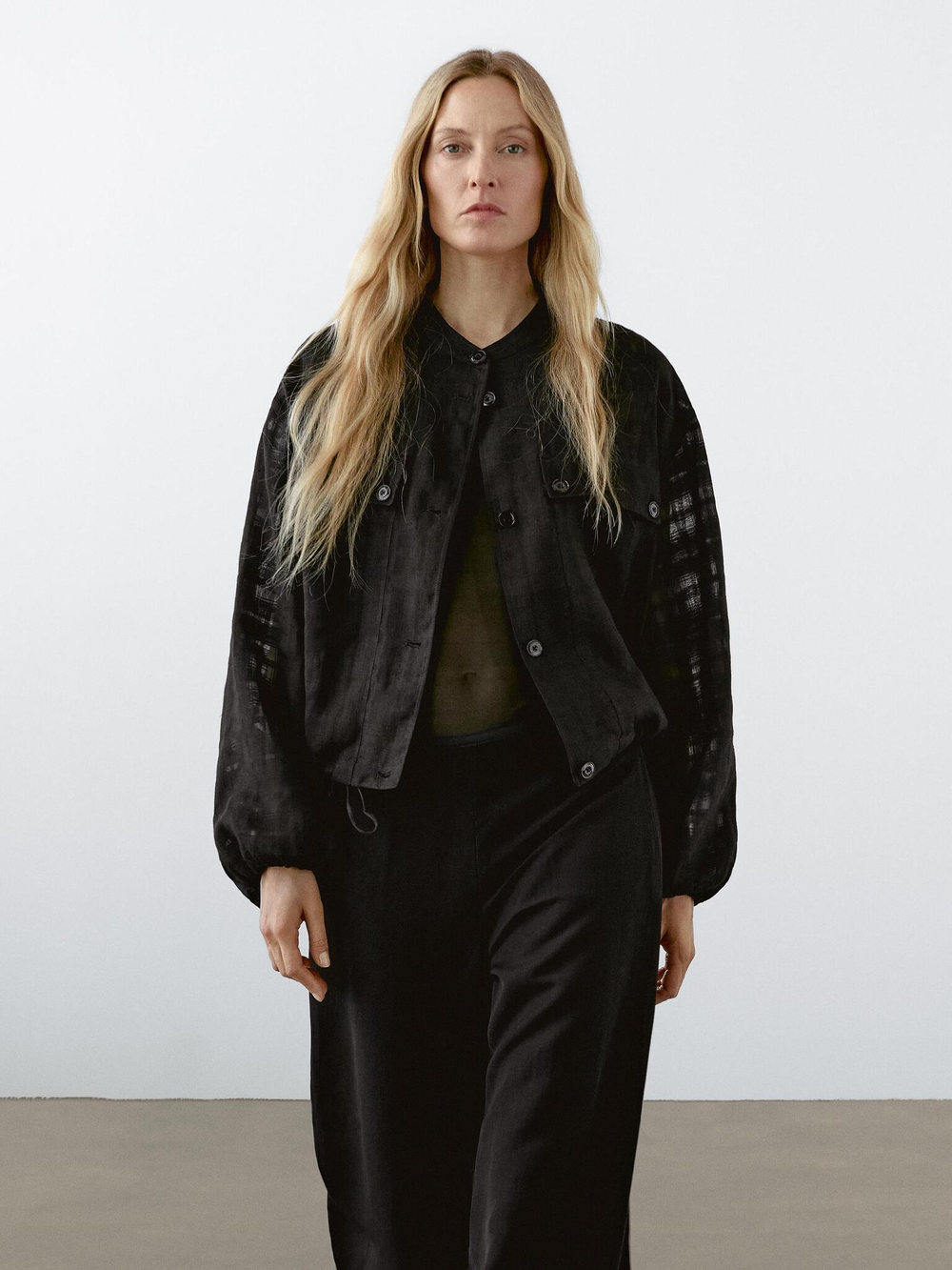 Massimo Dutti Брюки из смесового льна с эластичным поясом, черный