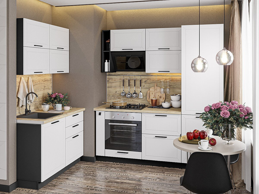 Угловая модульная кухня Глетчер-03 Айленд Силк - Graphite 2140*1200/2000*600