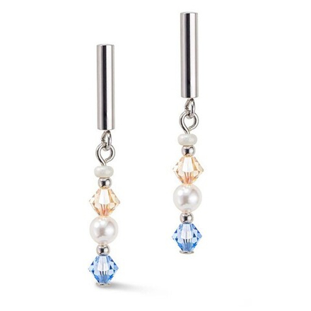 Серьги-пусеты Coeur de Lion Princess Light Blue 6022/21-0720 цвет голубой, бежевый, серебряный