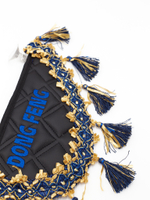 Вымпел тройной DongFeng (экокожа, черный с синими кисточками)